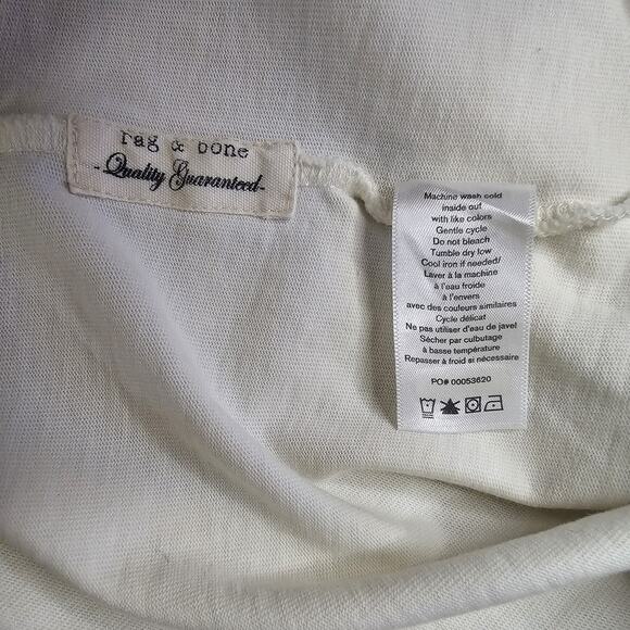 Rag & Bone Mixed Media Muscle Tee Women Top Sz XS White Organic Cotton Boxy Fit - Picture 7 of 8